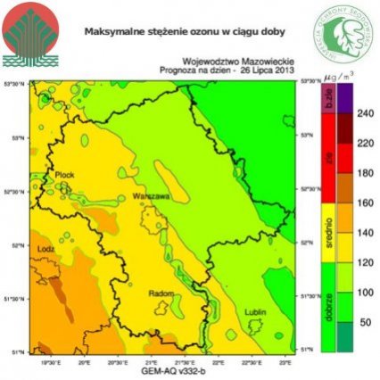 Maksymalne stężenie ozonu w ciagu doby - 26.07.2013 r.