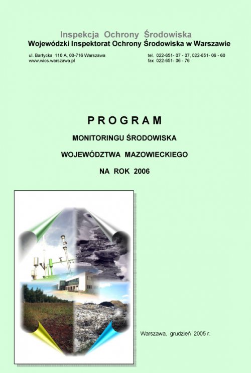 Okładka Program Monitoringu Środowiska na rok 2006