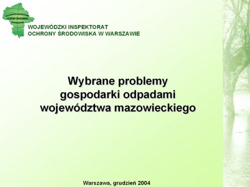 Okładka publikacji Wybrane problemy gospodarki odpadami województwa mazowieckiego